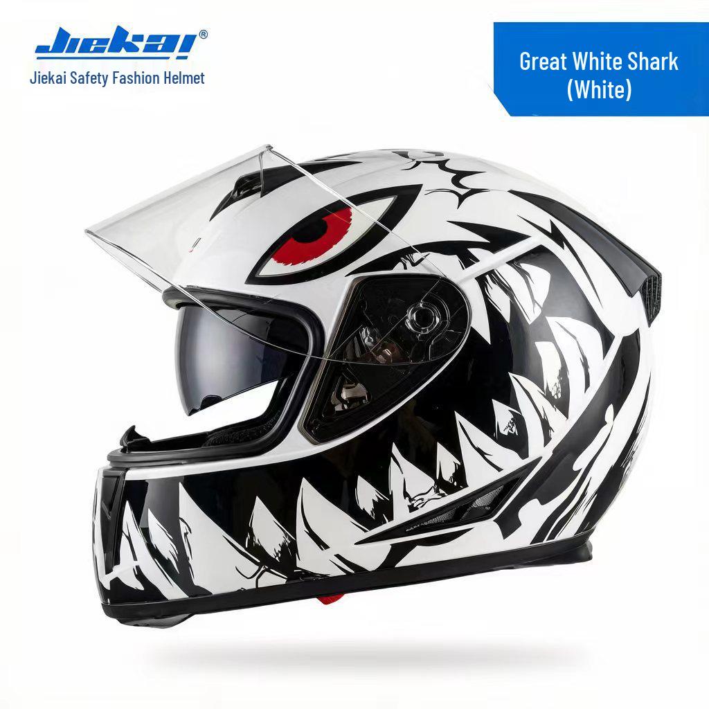 Jiekai Full Face Electric Motorcycle Helmet - Unisex, All-Season Racing Safety