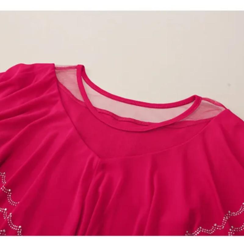 New Chic Summer Elegant Women T-Shirt Clothes Sexy Luxury Shiny Diamonds Tops Short Sleeved Ruffles Mesh Tees Blusas
