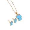 Trendy Cats Ear Accessories Set Pendant Necklace and Studs Earrings Suitable for Individualistic Women and Children