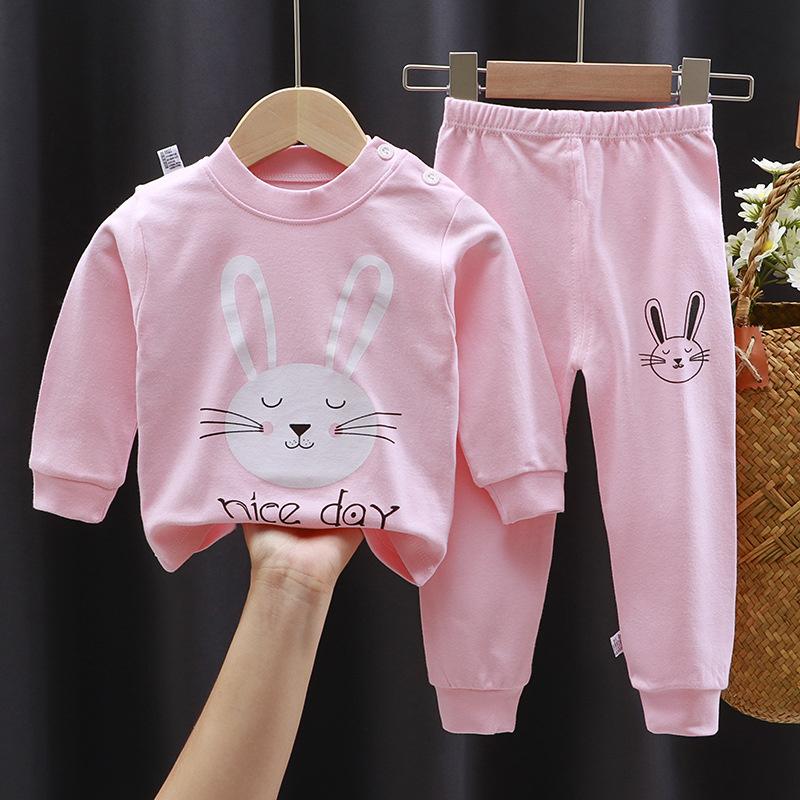 Tegneserie Barn 100% Bomull Undertøyssett Gutter & Jenter Termisk Pyjamas Myk Langermet Topp & Bukser Koselig Hjemmeklær & Nattøy
