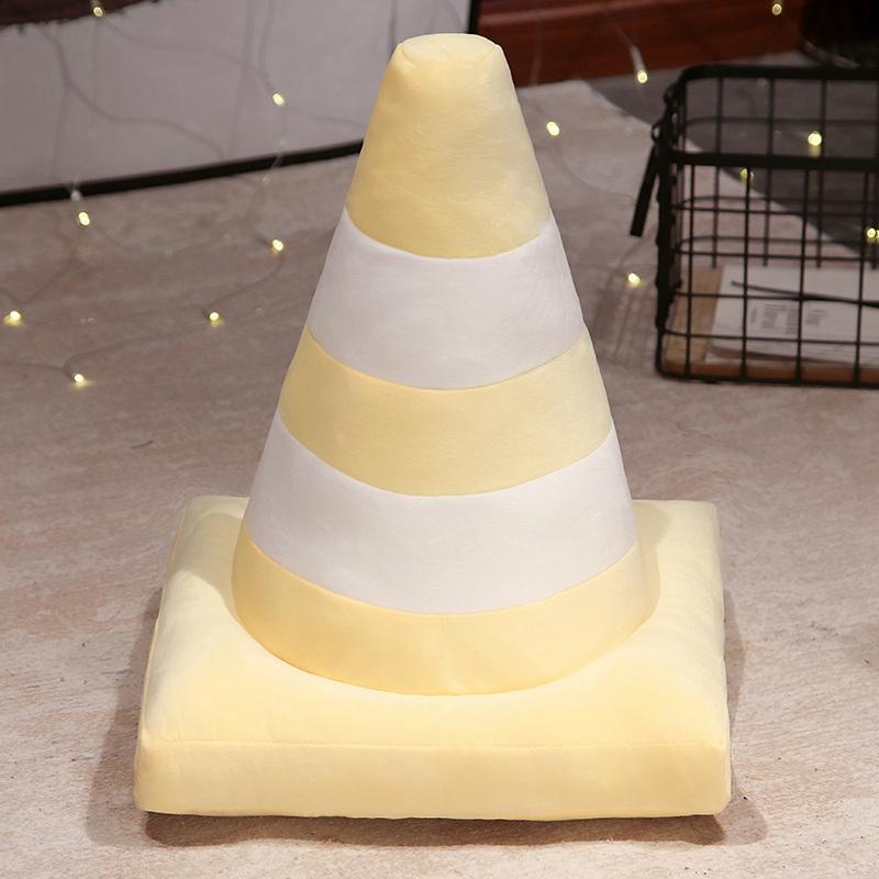 

45cm Simulation Traffic cone Plush Pillow Creativity Roadblock Stuffed Toy Construction Cone Sign Cushion Doll Gift Idea