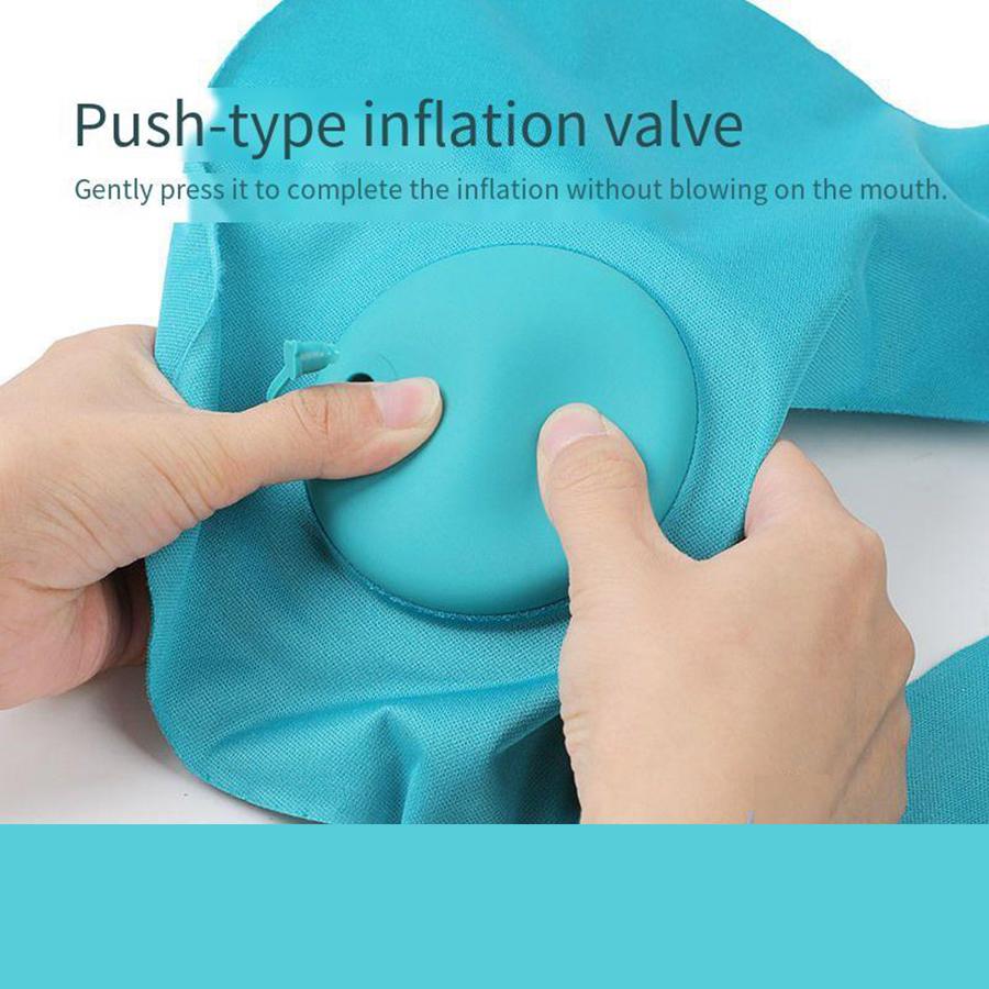 Manual press type inflatable U-shaped pillow for leisure travel, folding and portable