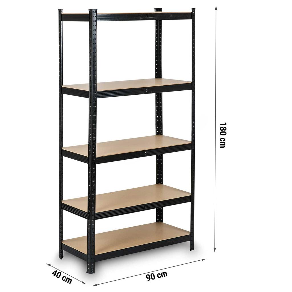 Metal Storage Rack 180 X 90 X 40 Cm Humberg Hr-813 Black