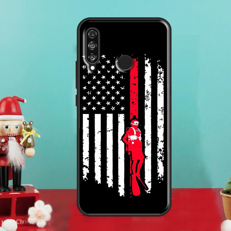 Diver Down Scuba Flag For Huawei Nova 10 9 SE 12i 12s 11i 8i Y90 Y60 Y70 Y72 Y73 Y61 Y91 P30 P40 Lite P60 Pro Case