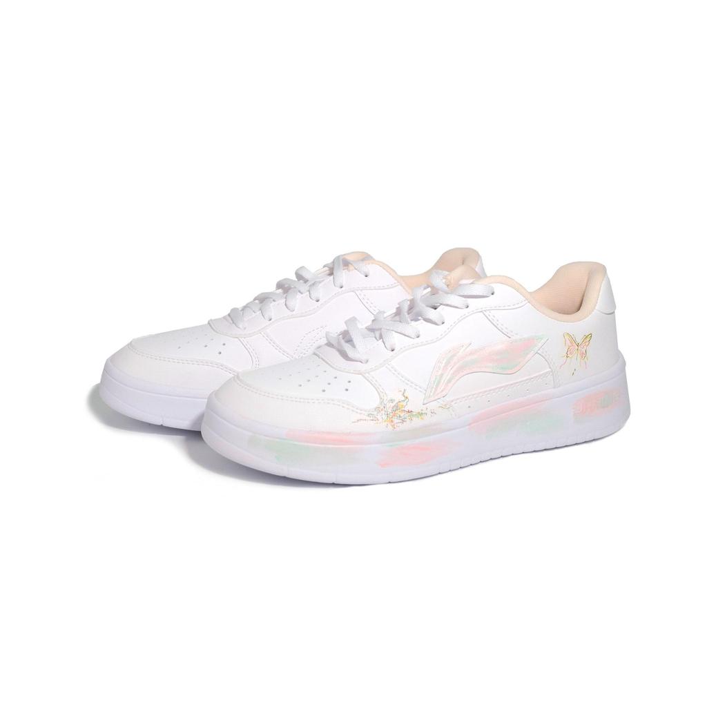 Li Ning Floating Boat Slip Resistant Abrasion Resistant Low top Skateboard Shoes Women's White Pink Green Yellow AGCS420-6(Team747-)