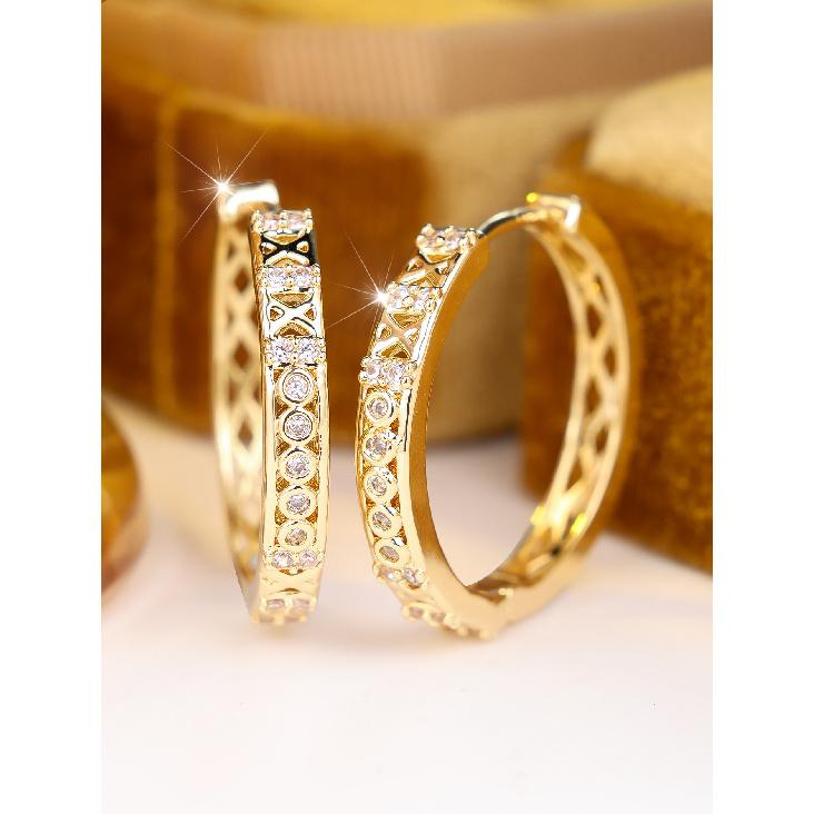 Hollow Carved Diamond Stud Earrings Everyday Versatile Retro Geometric Pattern Earrings