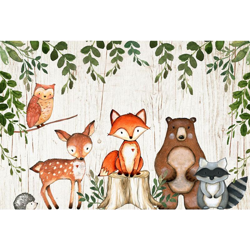 3x5ft/5X7ft/6x8ft/10x7ft Animals Backdrop Woodland Baby Shower Birthday Party Photo Background Decorate