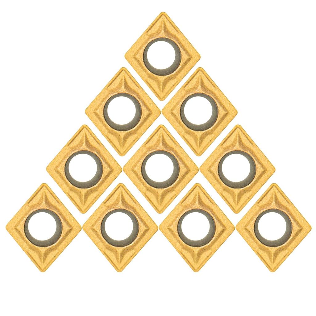 CCMT060204 CCMT21.51 Carbide Turning Inserts, CCMT Insert DCMT Insert Mutilayer Coated CNC Lathe Inserts for Lathe Turning Tool Holder,10 Pieces