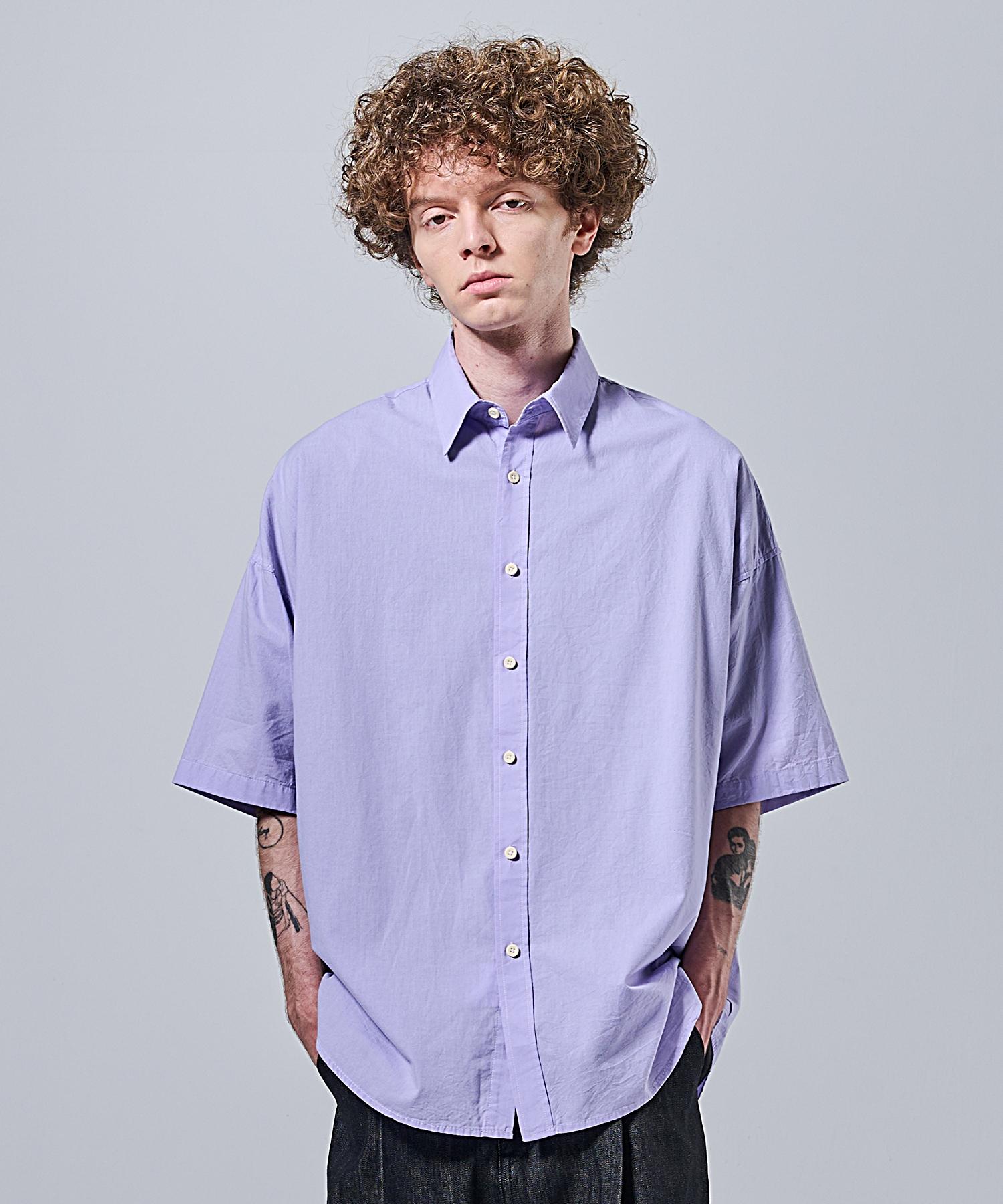 Ader Fits Oversized Oxford Collar Short Sleeve Shirt (Purple) Free