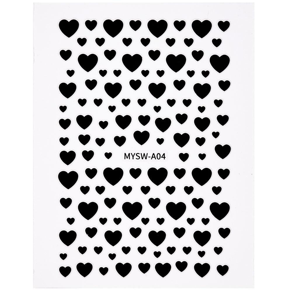 Seven-Color Positive Love Manicure Sticker Laser Gold And Silver Solid Color Love Nail Sticker Girl Heart-Shaped Nail Decoration