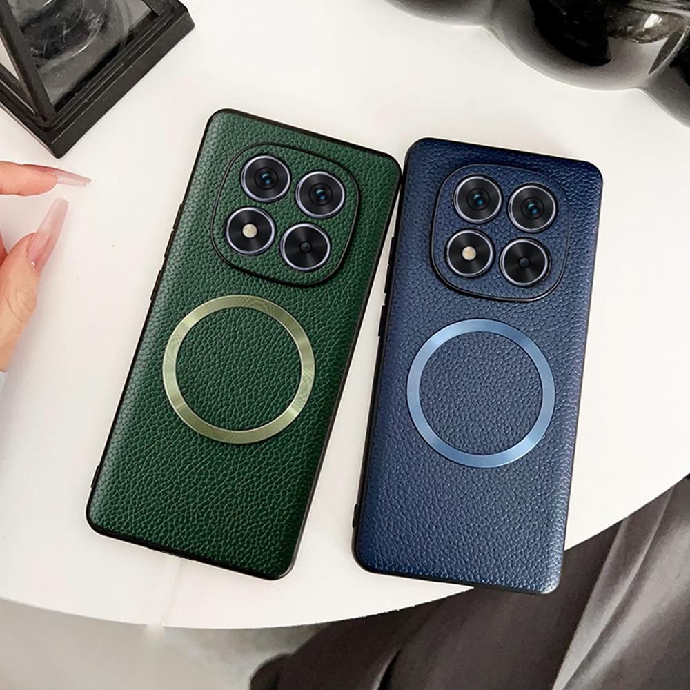 For Xiaomi Redmi Note 14 Pro 5G/Poco X7 5G Case Compatible with MagSafe PU Leather+TPU Phone Back Cover