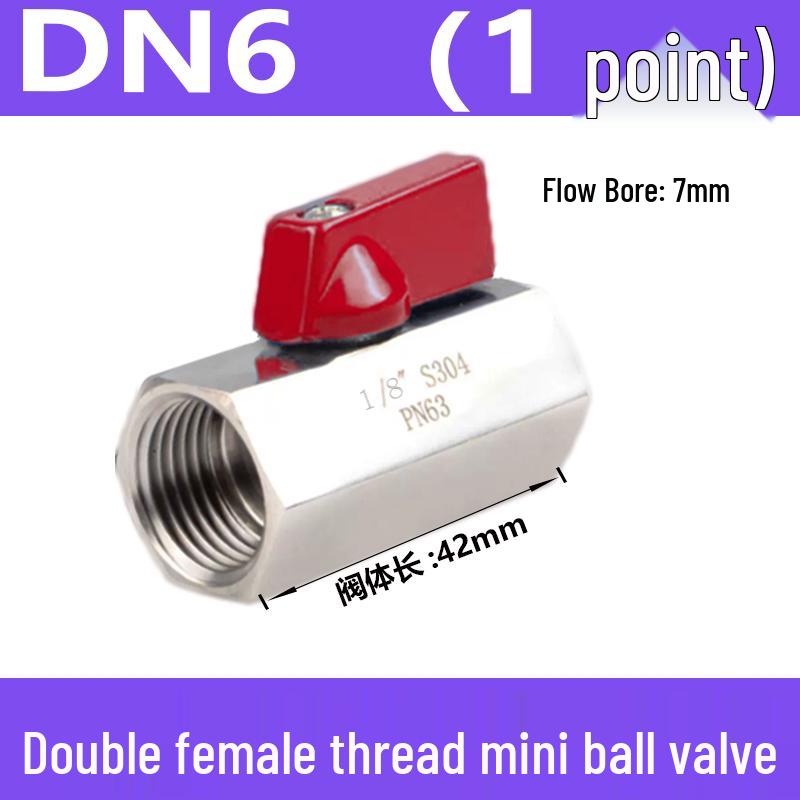 304 Stainless Steel Sanitary Mini Ball Valve, Internal/External Thread, High Pressure, 1/8"-3/4" Sizes, Open Pagoda Design