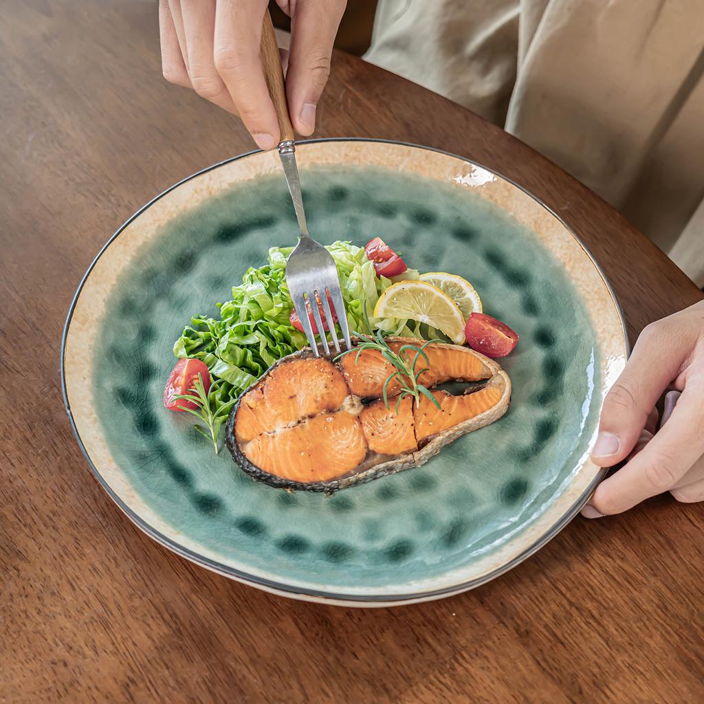 Plate Ice Crack Glaze Ceramic Large Plate Western Food Plate Household High-Value Vegetable Plate Commercial Plate Restaurant Plate