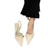 Temperament Socialite Pointed High Heels Female 2025 New French Beautiful Fairy Bow Single Shoes Bag Head Sandals