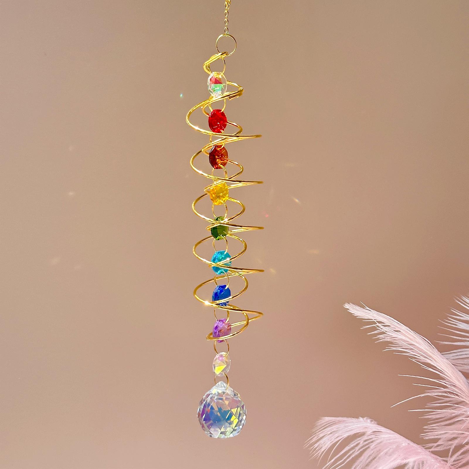 

1pc 3D Gazing Ball Spiral Hanging Decoration Rainbow Maker Hanger Suncatcher Wind Chime Hanging Decoration room decoration decor
