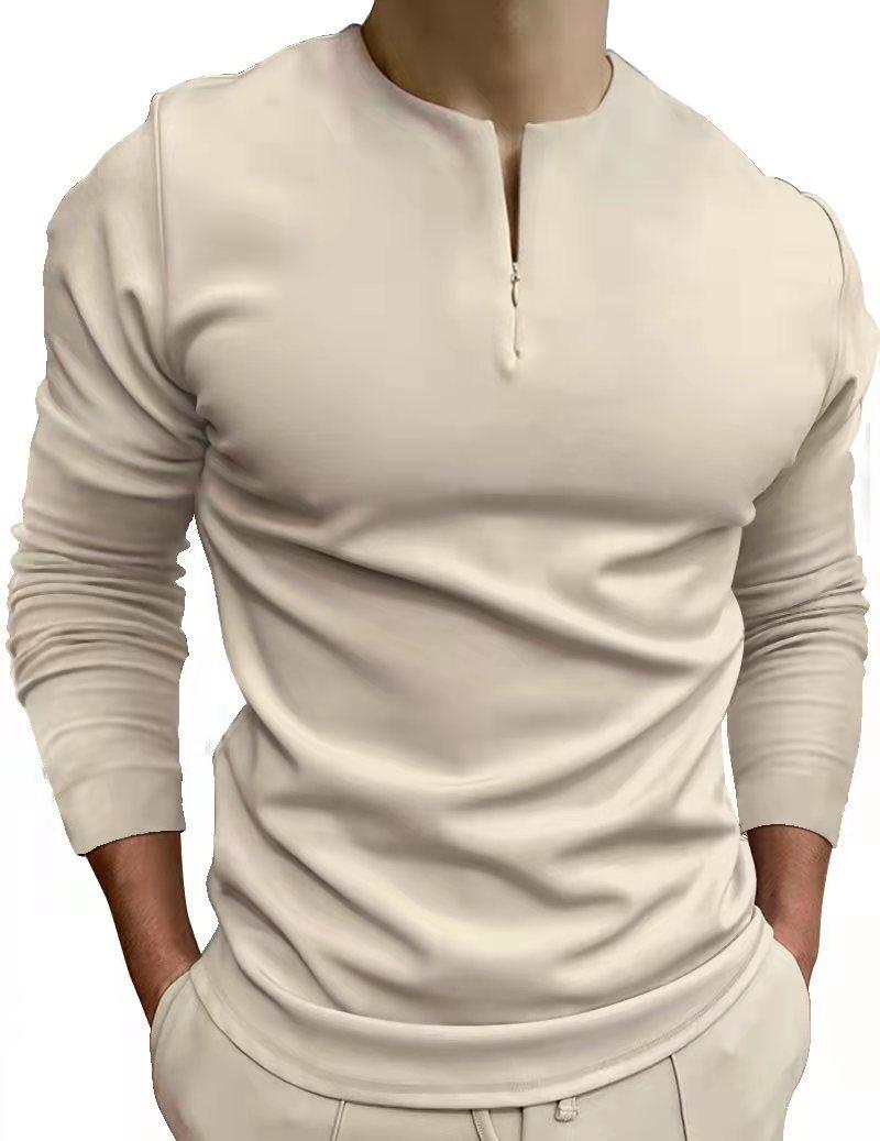 Men s Long Sleeved Polo Shirt Top S бежевый