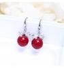 911 Silver Red Pearl Stud Earrings Celebrity Luxury Bow Zircon Versatile Internet celebrity hipster earrings