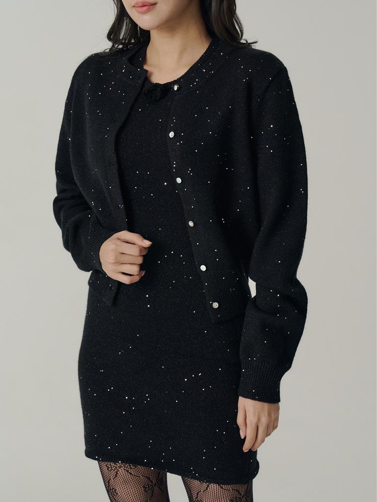 Sorry, Too Much Love Staring Night Knit Mini Dress_Black