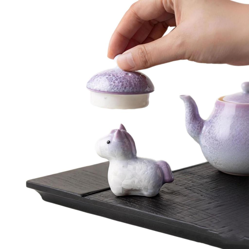 Crystalline Glazed Ceramic Horse Spinner Toy Ornament for Desktop and Car Decoration