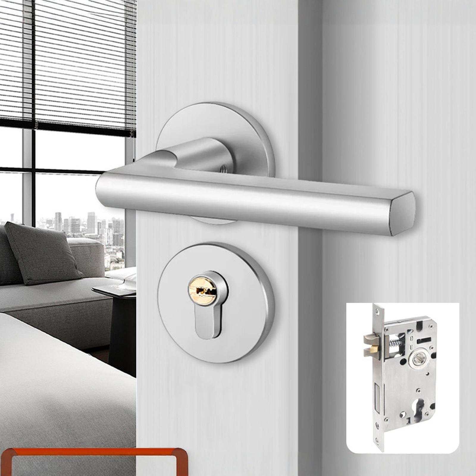 Черный Замок на Дверь Спальни Внутри Помещения Бытовой Окисленный Алюминиевый Космический Рукоятка Механический Замок на Дверь Магнитный Бесшумный Замок на Деревянную Дверь(Песочный Черный H620 82) one size