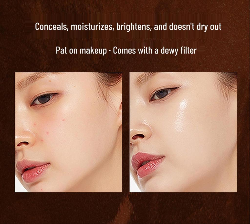 Peacock Blue Skin-Nourishing 3-in-1 BB Cushion Cream - Light, Lasting, and Concealing in Natural Tone.