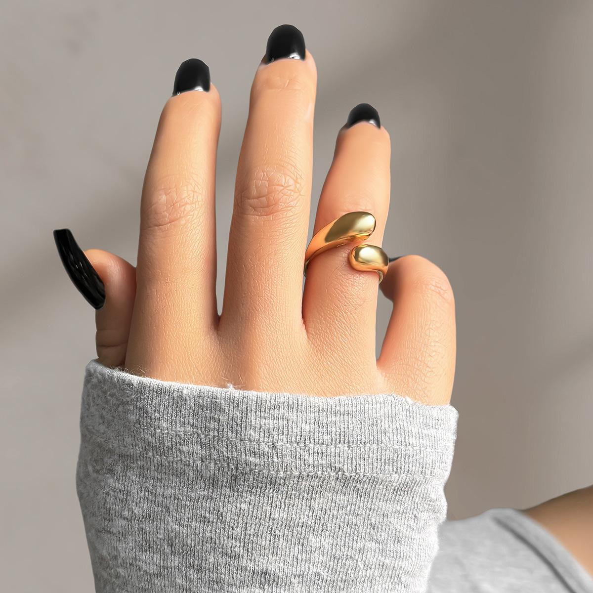 

ins wind metal smooth surface irregular ring, women s personalized design sense opening adjustable ring Adjustable opening