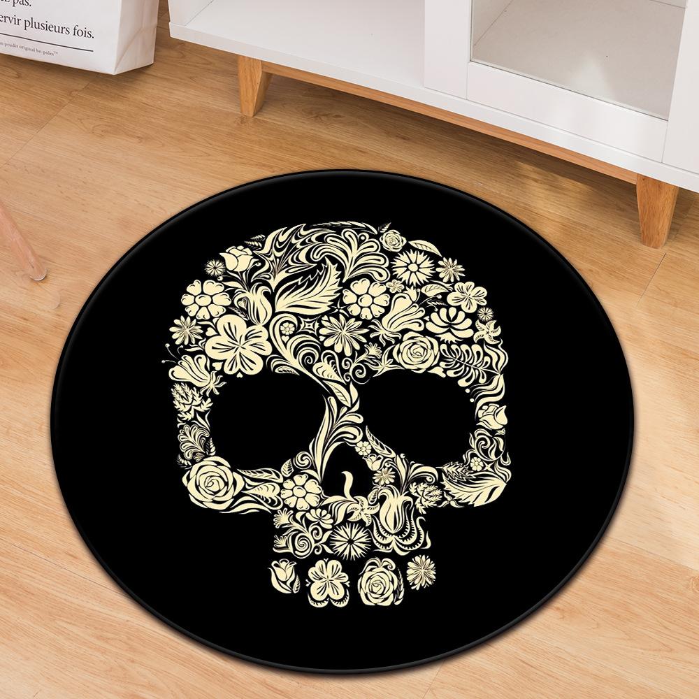 Skull Round Carpet Computer Chair Mat Office Chair Floor Mat Door Mat Foot Mat