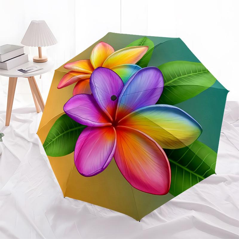 1pc Tropical Flowers Automatic Umbrella - Automatic Opening And Closing, Sturdy Iron Frame, Formal Occasions yy251018119
