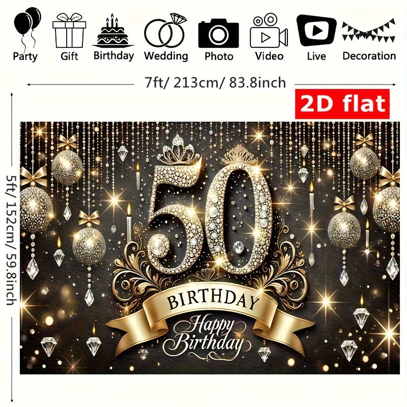 1 piece of 2D flat curtain for 50th birthday polyester photo background cloth party banner and flag birthday supplies