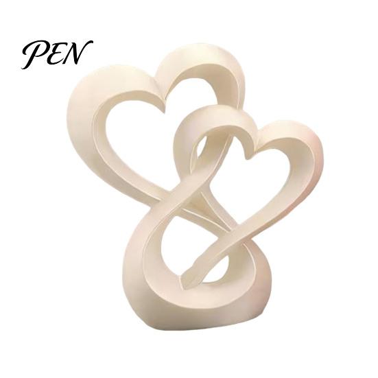 Intertwined Hearts Sculpture Figurine, 3D Printed Love Statue, Table Living Room Display Decor Centerpiece for Wedding Romantic Gift Couples