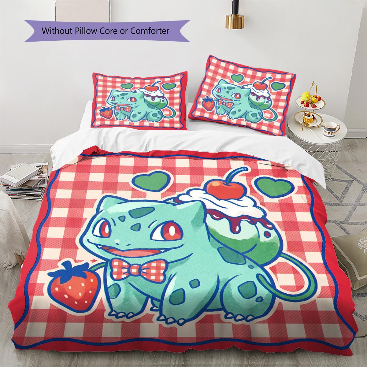 

Bulbasaur Pattern Bedding Quilt Set Quilt Cover Pillowcase Home Decoration Birthday Gift (1 * duvet cover + 2 * pillowcase, without core) 135x200cm
