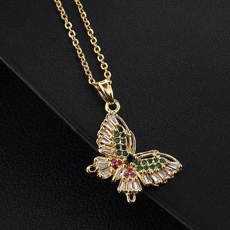 Trendy Zircon Butterfly Pendant Necklace For Women Small Collarbone Chain With Colorful Zirconia