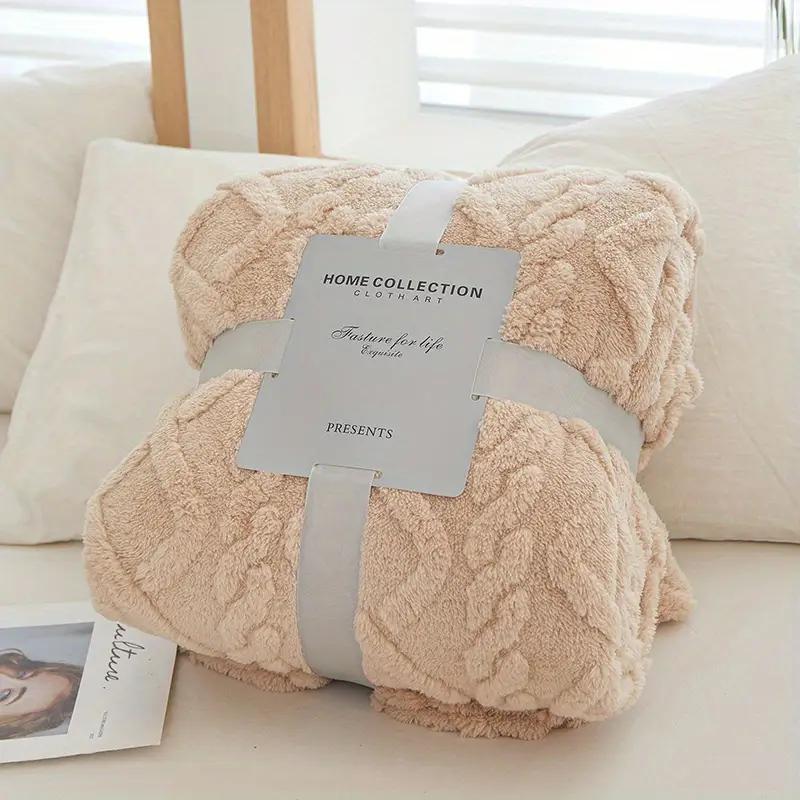 Luksuriøst Tykt Taftpledd - Ensfarvet, Komfort for Alle Årstider med Moderne Geometrisk Design, Perfekt for Seng eller Sofa
