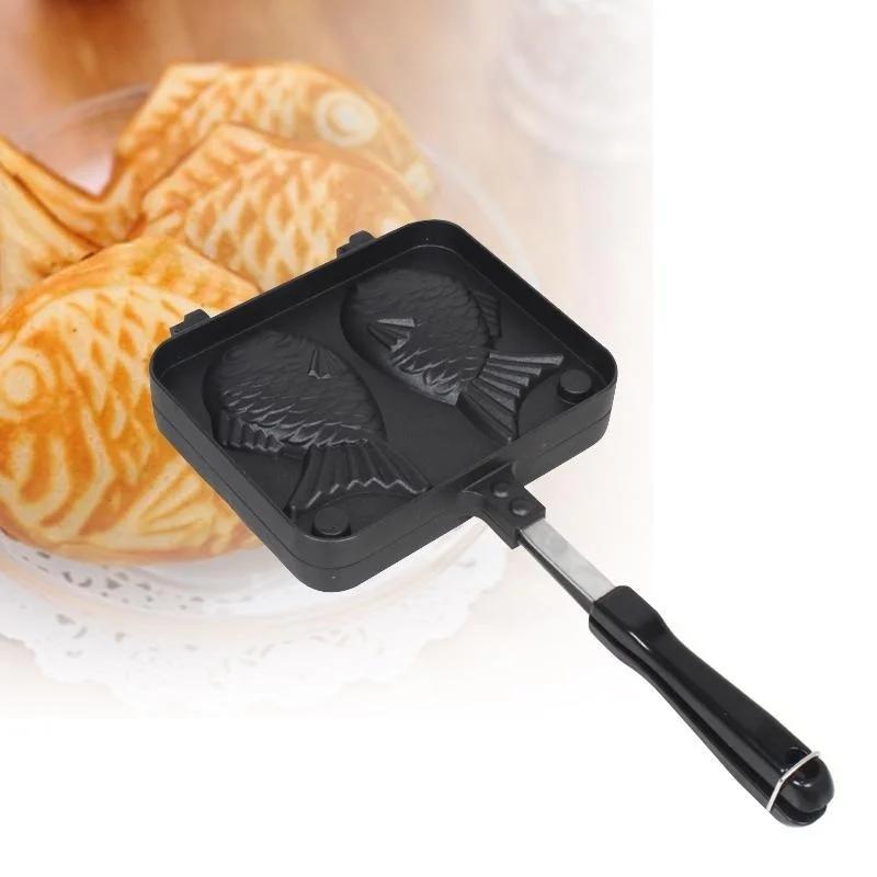 

Taiyaki Japanese Fish-Shaped Bakeware Bread Pan Maker 2 Cast Home Cake Tools Wholesale чёрный