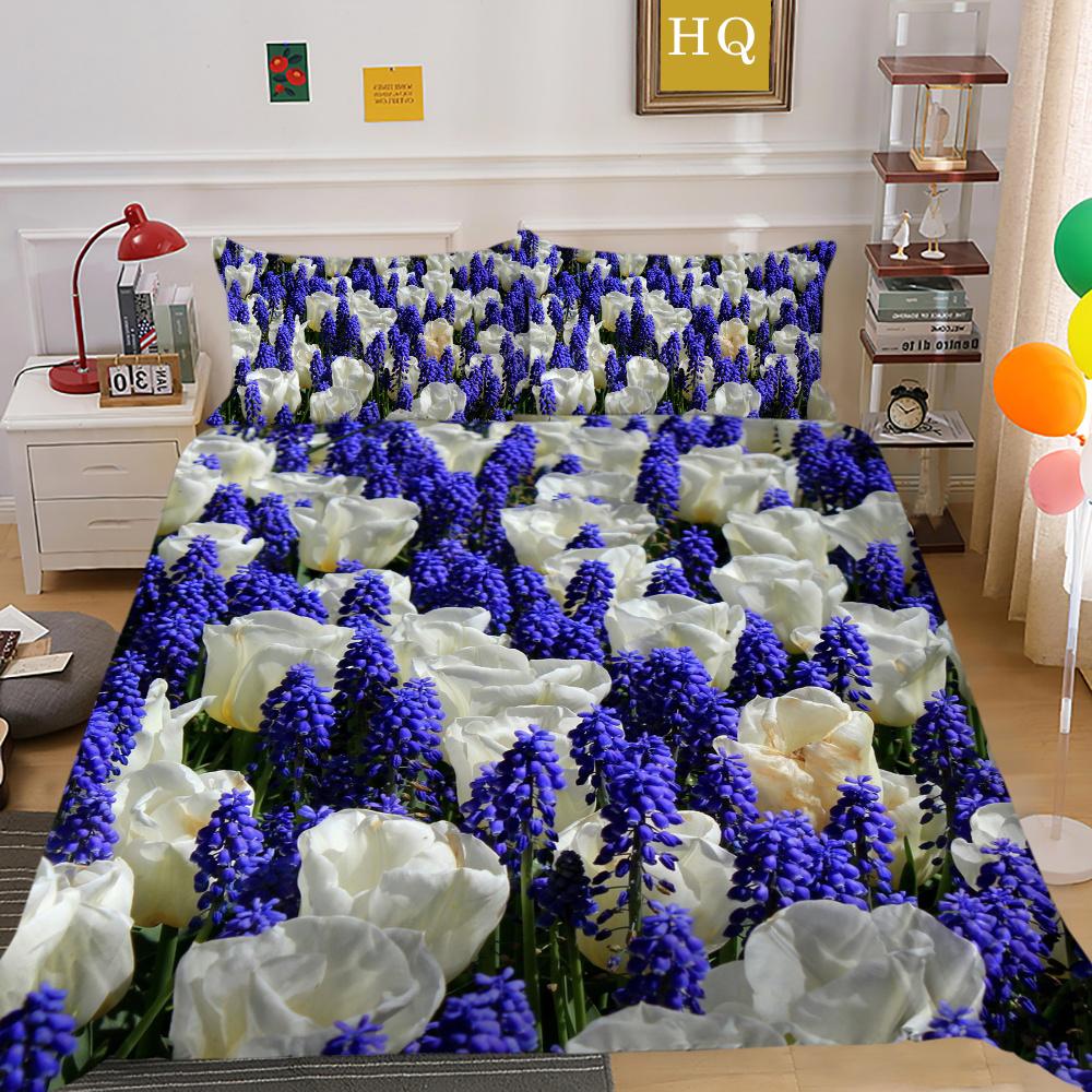 

Комплект постельного белья с 3D-цветочным принтом, двойной размер, домашний комплект постельного белья из микрофибры, модный комплект высокого одеяла EU Single 135x200cm
