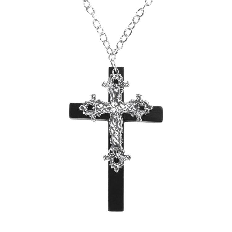 Vintage Gothic Collar Necklace Wooden Cross Pendant Necklace Streetwear Jewelry
