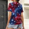 Women's Casual V Neck Short Sleeve Top Independence Day Print Lightweight Comfortable Summer Shirt for Everyday Wear