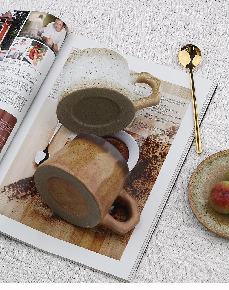 Retro Ceramic Cup and Saucer Set - Niche Design Creative Coffee Mug