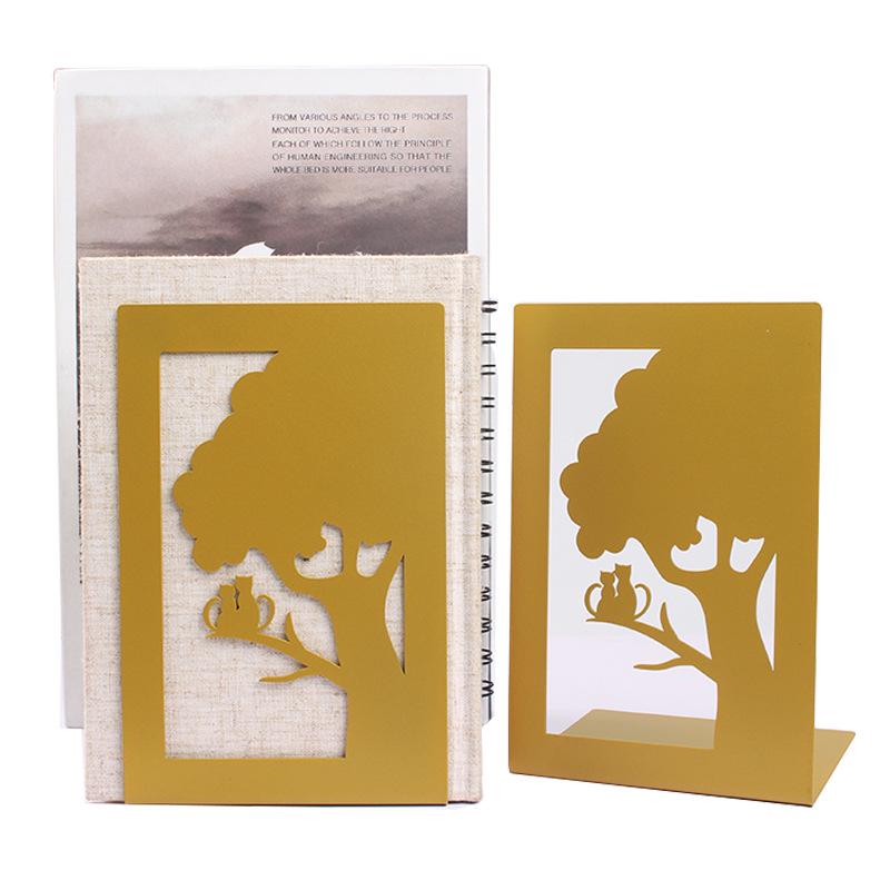 Creative Wrought Iron Metal Book Storage Rack and Personalized Hollowed-Out Bookends