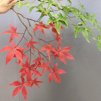 High-Quality Artificial Red Maple Leaf Branch - Decorative Faux Tree Leaves for Indoor Styling