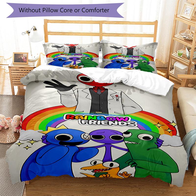 3-teiliges Regenbogenfreunde1 Muster Bettwäsche-Set Bettbezug-Set enthält Bettbezug & Kissenbezüge, perfekte Ganzjahres-Schlafzimmerdekoration & Geschenk
