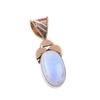 Natural Rainbow Moonstone Gemstone 925 Solid Silver Two Tone Pendant 1.50" P3Q58