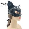 Breathable Halloween Face Mask Catw Woman Mask, Black Cat Eye Costume Soft Latex Detailed Cosplay Accessory Leather for Masquerade Superhero