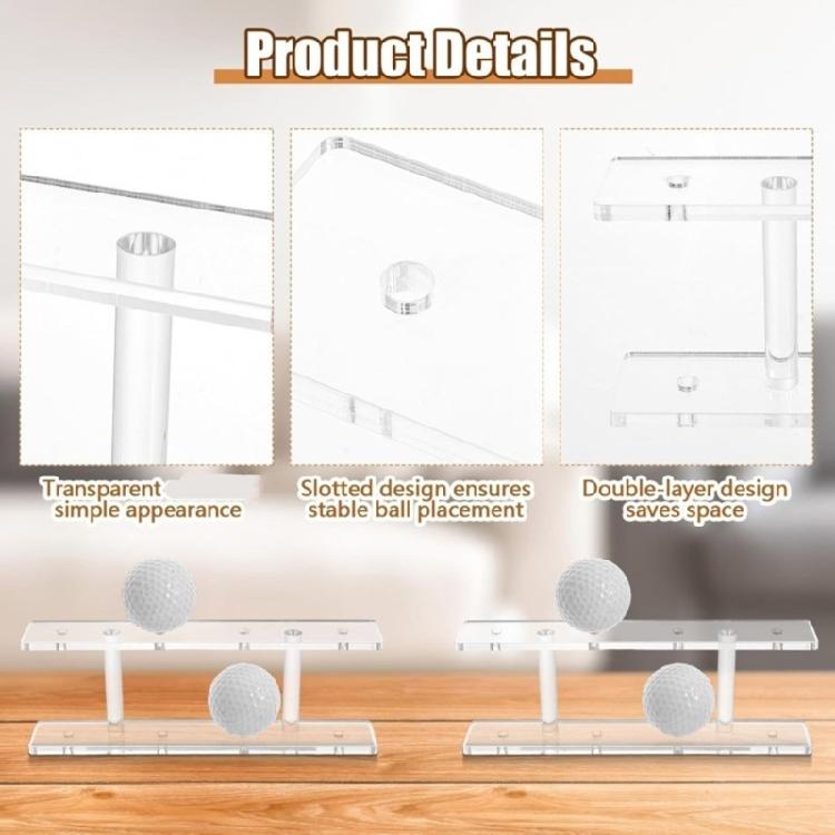 2Pcs Professional Golf Ball Organizer Acrylic Display Rack 8 Ball Storage Double Layer Golf Ball Display Stand Easy Use