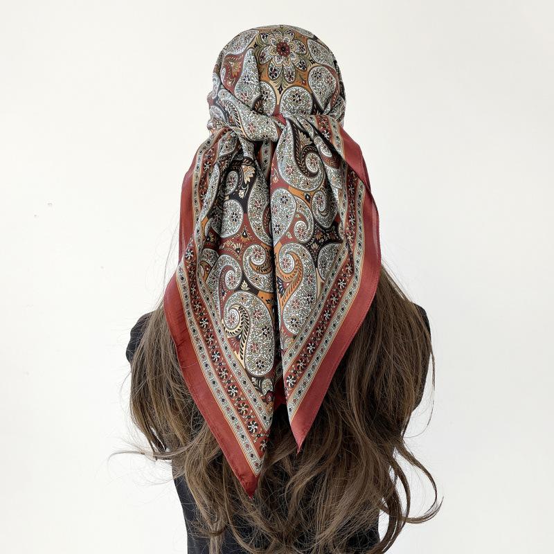 Headscarf Silk Scarf 90cm Women's Headscarf New Versatile Satin Thin Large Square Scarf
