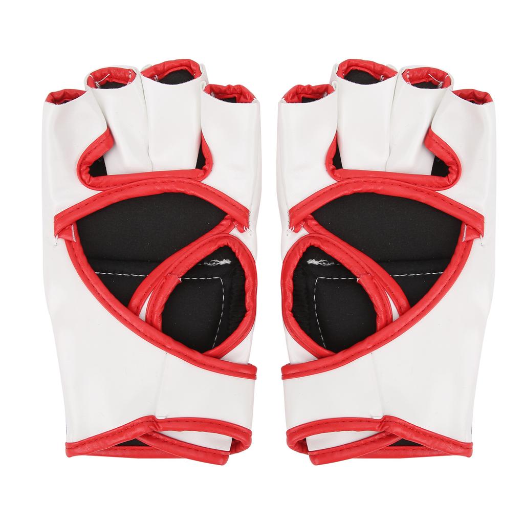 Professional MMA Fingerless Gloves PU Leather Punching Bag Sanda Boxing GlovesWhite Bottom Red Claw