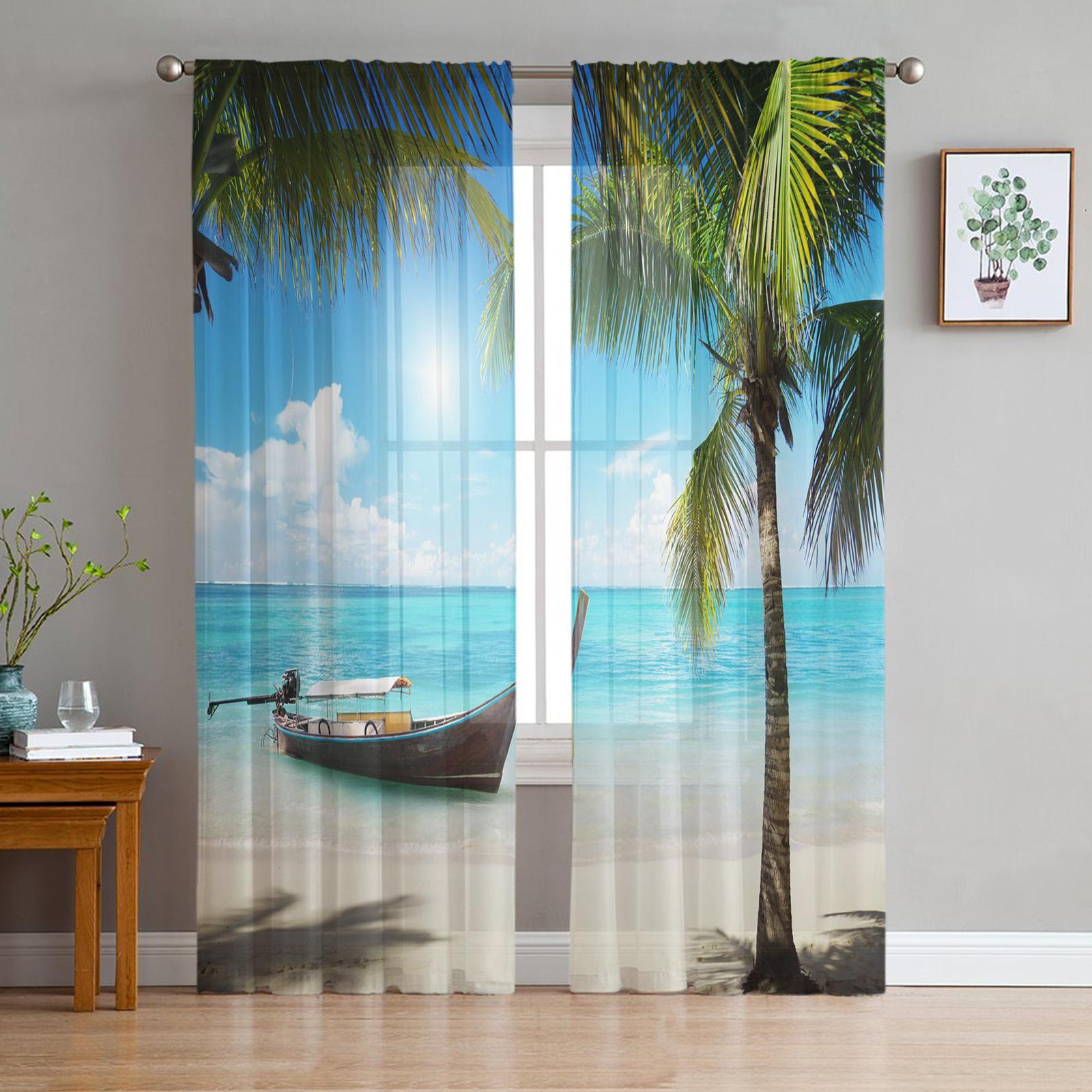 

Landscape Garden Scenery Fine Netting Transparent Curtains Perfect for Living Room Decoration Window Panel Curtain Perfect for Bedroom Kitchen Voile W135 x H115cm x1&Rod Pocket