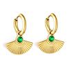 Luxury Fan Shaped Short Stud Earrings For Women Hypoallergenic Vacuum Plating Elegant And Versatile