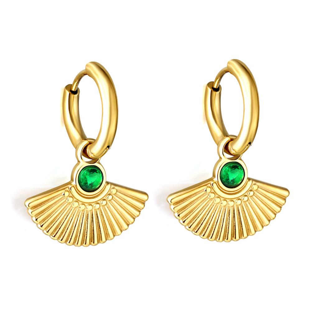 Luxury Fan Shaped Short Stud Earrings For Women Hypoallergenic Vacuum Plating Elegant And Versatile