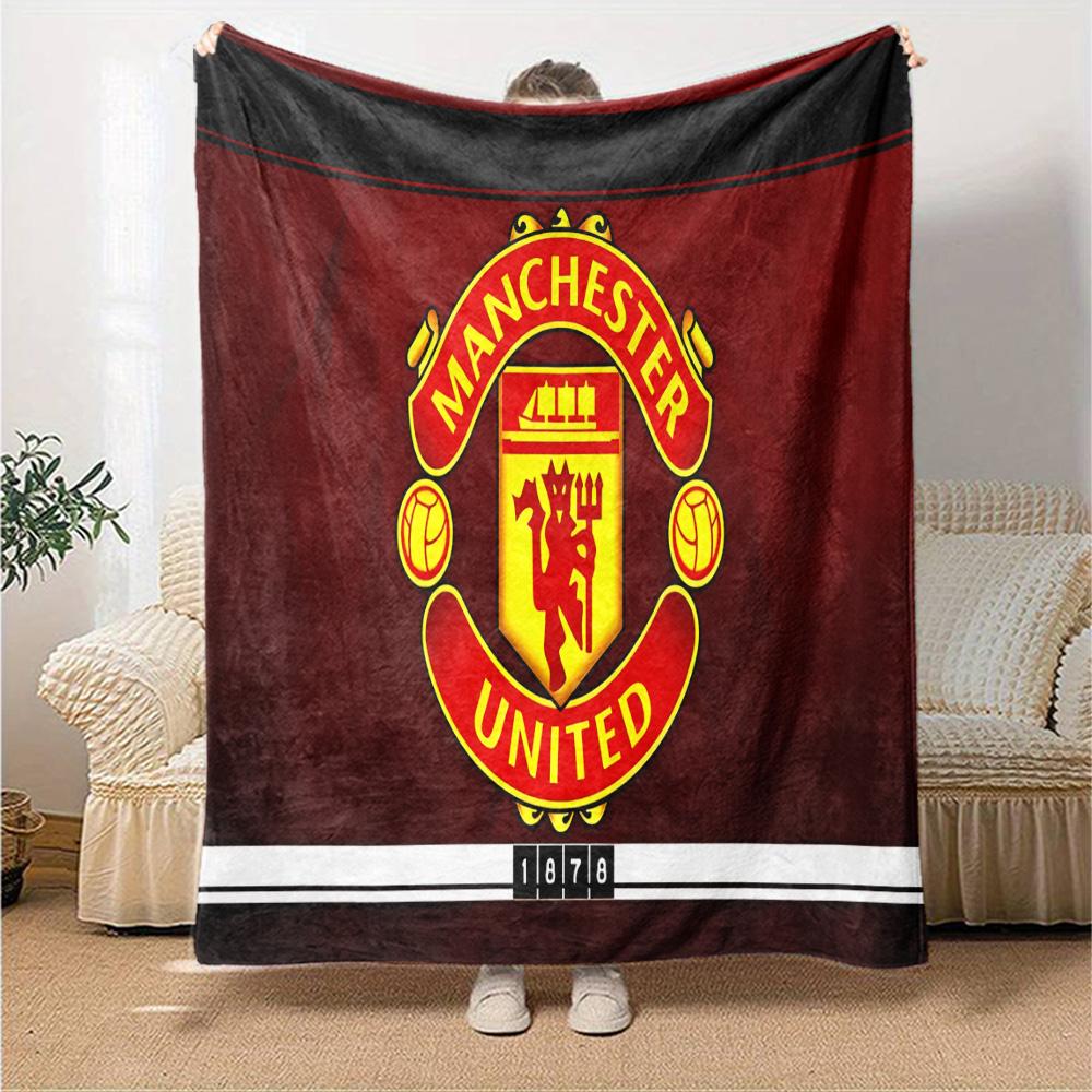 Coperta in Flanella con Stemma di Manchester, Morbido Poliestere, Design Moderno, Per Tutte le Stagioni per Campeggio, Viaggi, Regali per le Feste o Compleanni